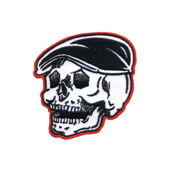 Artist Kruse Flat Cap Cabby Skull Patch Biker Head Embroidered Iron On Applique