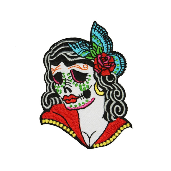 Calavera Sugar Skull Girl Patch Day Dead Festival Embroidered Iron On Applique