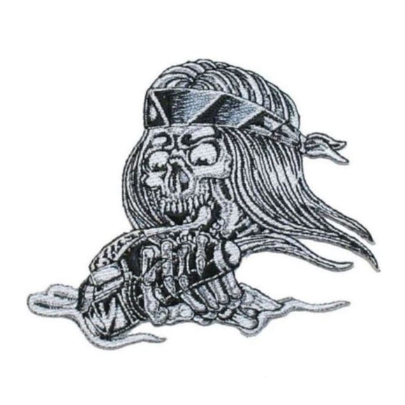 Skull Motorcycle Rider Patch Biker Throttle Death Embroidered Iron On Applique