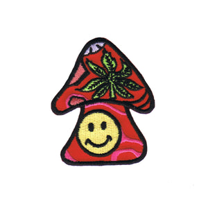 Mushroom Happy Face Pot Leaf Patch Smile Weed Embroidered Iron On Badge Applique
