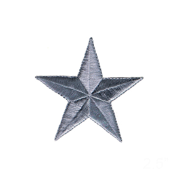 2 1/2 INCH Gray Star Patch Sky Astronomy Astrology Embroidered Iron On Applique
