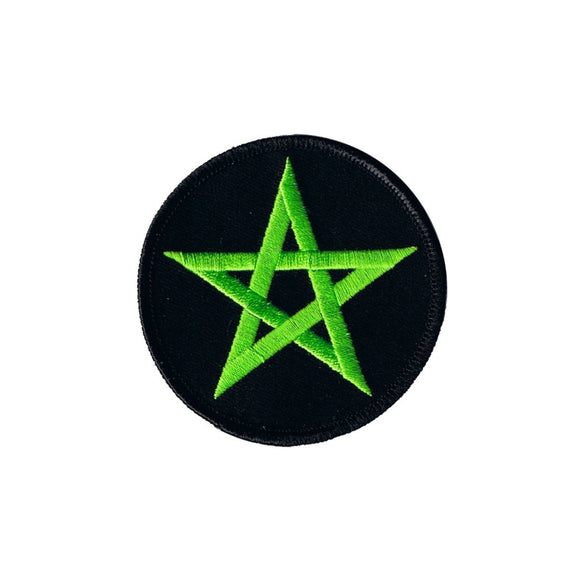 3 INCH Neon Green Pentagram Patch Star Symbol Embroidered Iron On Applique