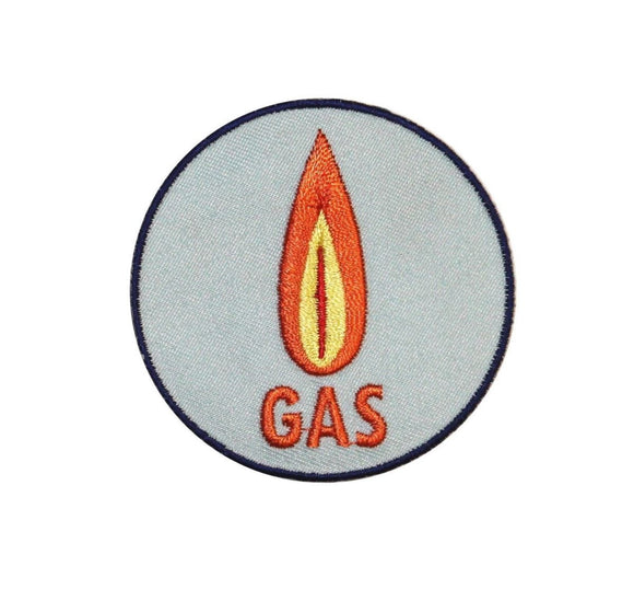 Gas Patch Warning Sign Flame Fuel Gasoline Petrol Embroidered Iron On Applique