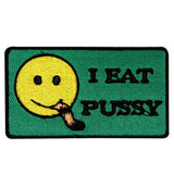 I Eat P*ssy Smiley Face Patch Name Tag Tail Novelty Embroidered Iron On Applique