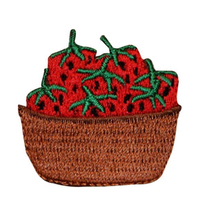 ID 0098 Basket Of Strawberries Patch Picking Berry Embroidered Iron On Applique