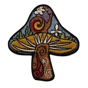 ID 0028 Mushroom Shroom Snail Hippie Peace Embroidered Iron On Applique Patch