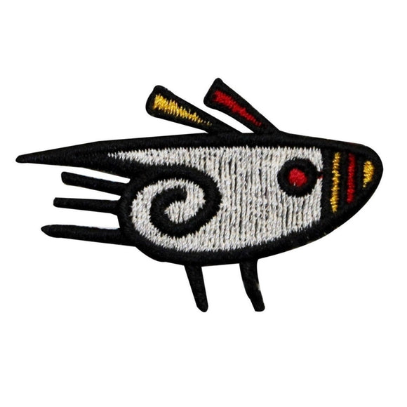 ID 0091 Tribal Fish Patch Hieroglyphic Abstract Embroidered Iron On Applique