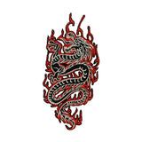 Flaming Dragon Patch Serpent Chinese Mythical Fire Embroidered Iron On Applique