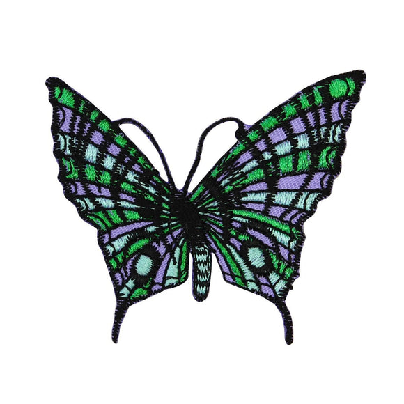 Green Purple Butterfly Patch Psychedelic Bug Hippie Embroidered Iron On Applique