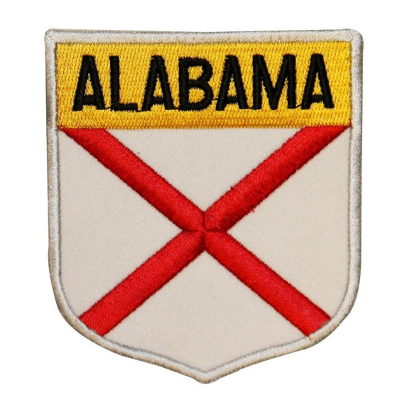 State Flag Shield Alabama Badge Patch Travel USA Embroidered Iron On Applique
