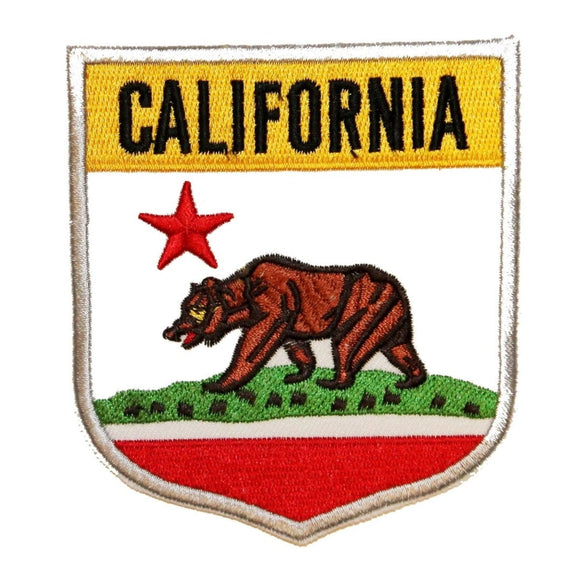 State Flag Shield California Patch Badge Travel USA Embroidered Iron On Applique