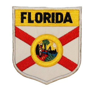 State Flag Shield Florida Patch Badge Travel USA Embroidered Iron On Applique