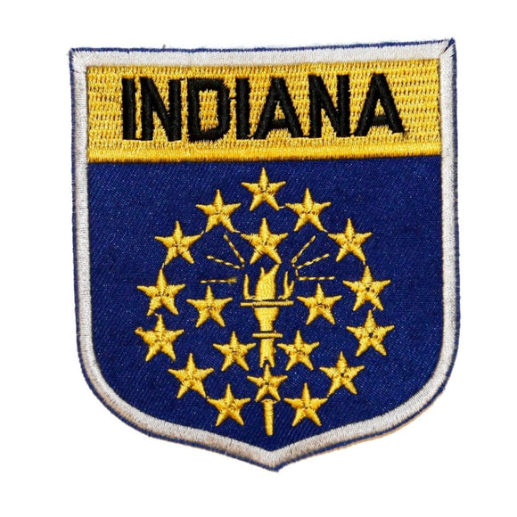 State Flag Shield Indiana Patch Badge Travel USA Embroidered Iron On Applique
