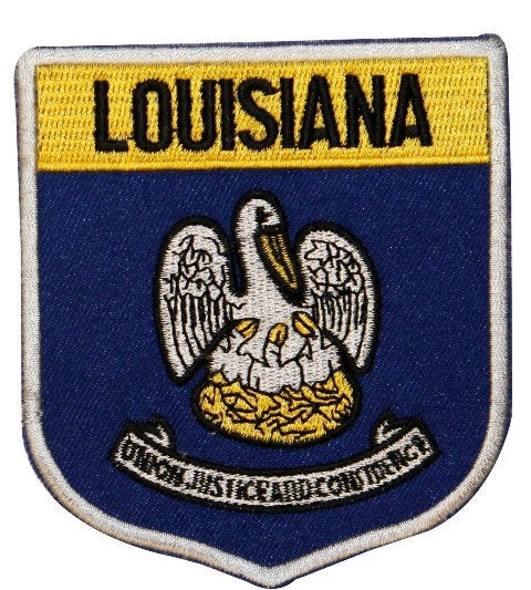 State Flag Shield Louisiana Patch Badge Travel USA Embroidered Iron On Applique