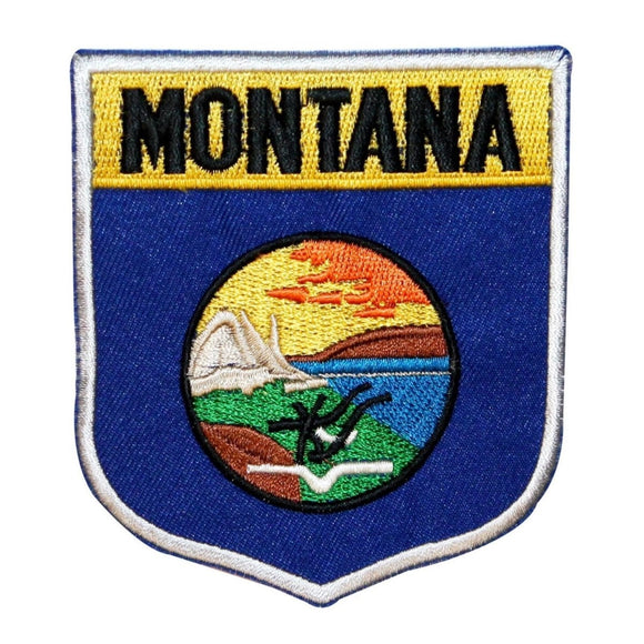 State Flag Shield Montana Patch Badge Travel USA Embroidered Iron On Applique