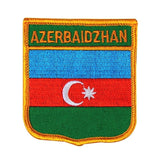 Republic of Azerbaidzhan Country Flag Patch Shield Embroidered Iron On Applique