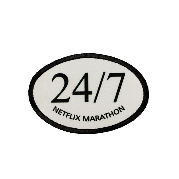 24/7 Netflix Marathon Patch Binge Movie Enthusiast Embroidered Iron On Applique