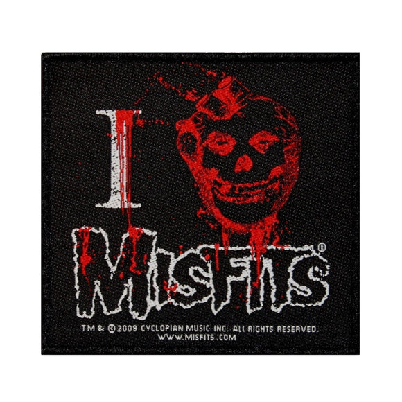 I Heart Misfits Patch Fiend Club Skull Punk Rock Band Woven Sew On Applique