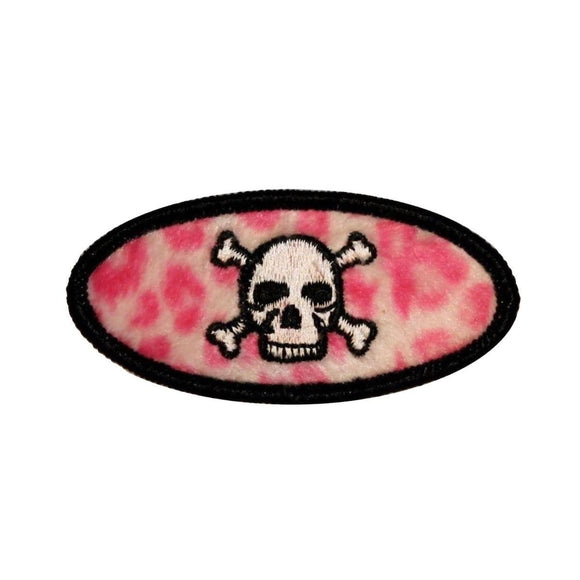 Pink Skull Crossbones Badge Patch Name Tag Symbol Embroidered Iron On Applique