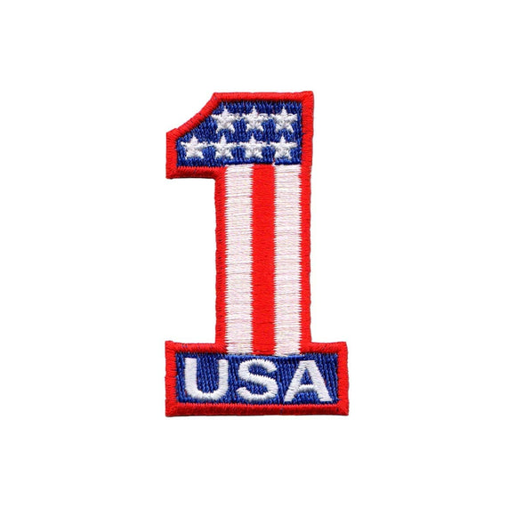 USA Number 1 One Patch Racing Flag Symbol American Embroidered Iron On Applique