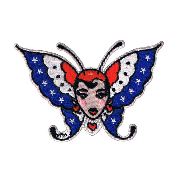 Artist Mickey Martin Lady Patriotic Butterfly Patch Embroidered Iron On Applique