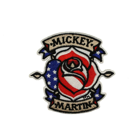 Artist Mickey Martin Patriotic USA Rose Patch Bloom Embroidered Iron On Applique