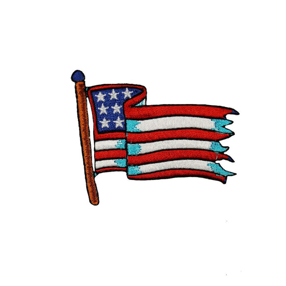 Waving American Flag Patch USA America Patriotic Embroidered Iron On Applique