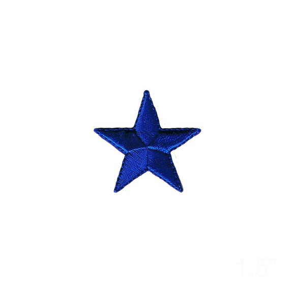 1 1/2 INCH Blue Star Embroidered Iron on Applique Patch FD