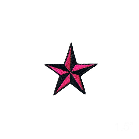 1 1/2 INCH Pink Nautical Star Patch Compass Naval Embroidered Iron On Applique