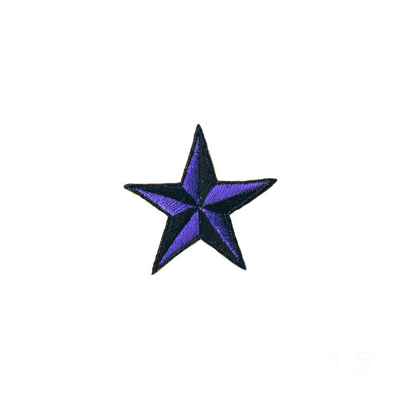 1 1/2 INCH Purple Nautical Star Patch Compass Sail Embroidered Iron On Applique