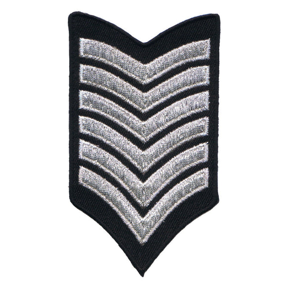 Silver Military Stripes Patch Pattern Chevron Embroidered Iron On Applique