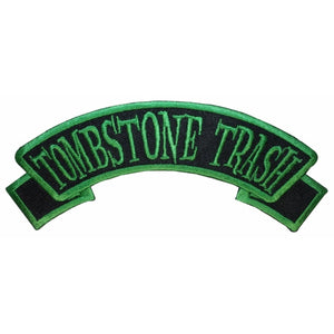 Tombstone Trash Tag Patch Grave Dead Kreepsville Embroidered Iron On Applique