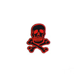 1 1/2 INCH Skull Crossbones Red On Black Patch Bone Embroidered Iron On Applique