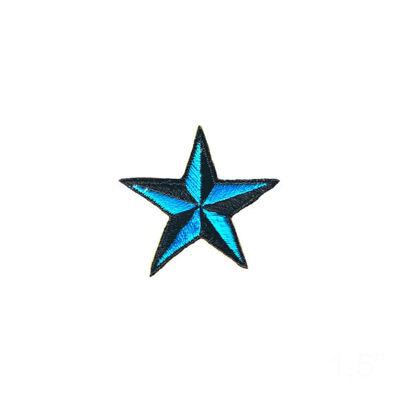 1 1/2 INCH Teal Blue Nautical Star Patch Tattoo Embroidered Iron on Applique