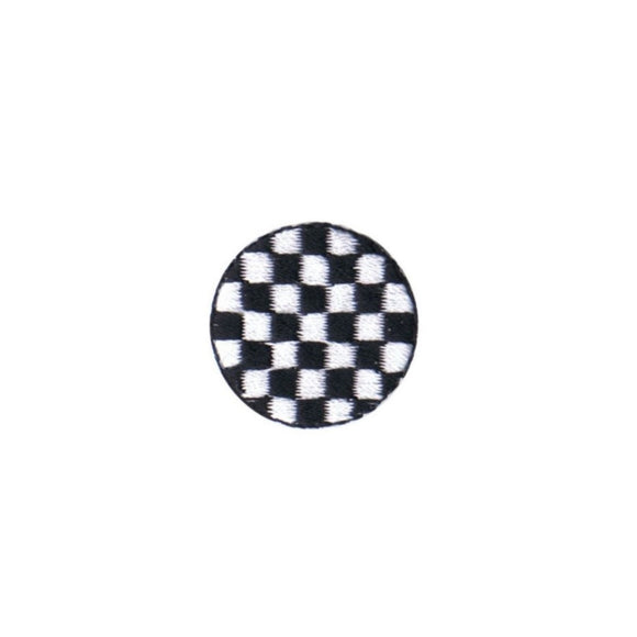 1 INCH Checkered Mod Patch Punk Design Shape Disc Embroidered Iron On Applique