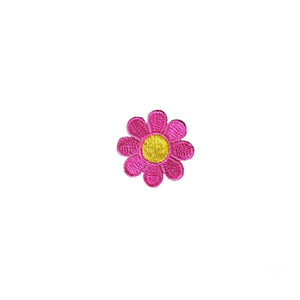 1 INCH Daisy Dark Pink Petal Yellow Center Patch Flower Embroidered Iron On