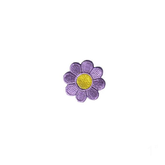 1 INCH Daisy Lavender Petals Yellow Center Patch Flower Embroidered Iron On
