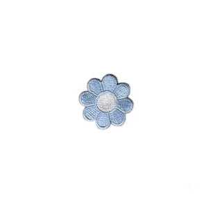 1 INCH Daisy Light Blue Petal White Center Patch Flower Embroidered Iron On