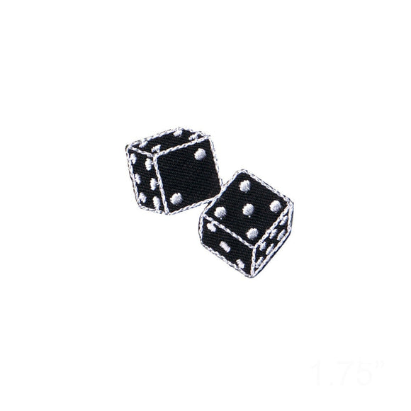 1 3/4 INCH Black Dice Patch Gaming Gambling Lucky Embroidered Iron On Applique