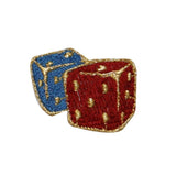 ID 0057Y Pair Red and Blue Dice Patch Casino Embroidered Iron On Applique