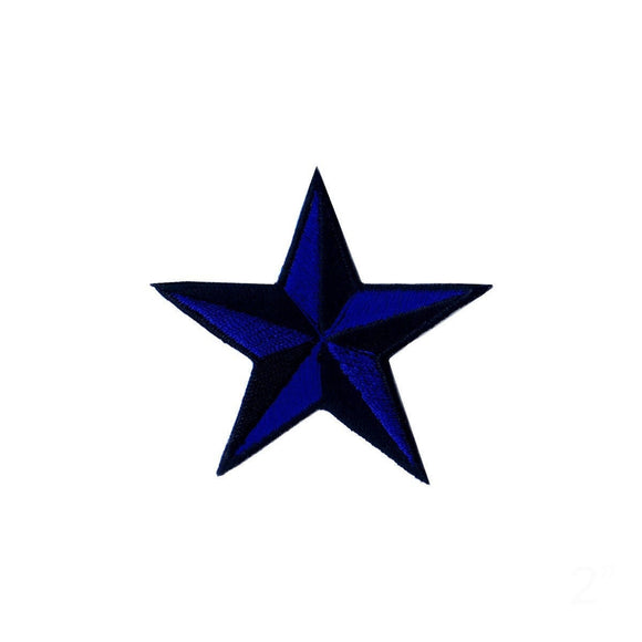 2 INCH Blue Black Nautical Star Patch Tattoo Symbol Embroidered Iron on Applique
