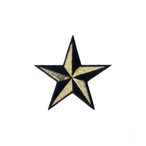 2 INCH Gold Black Nautical Star Patch Tattoo Symbol Embroidered Iron On Applique