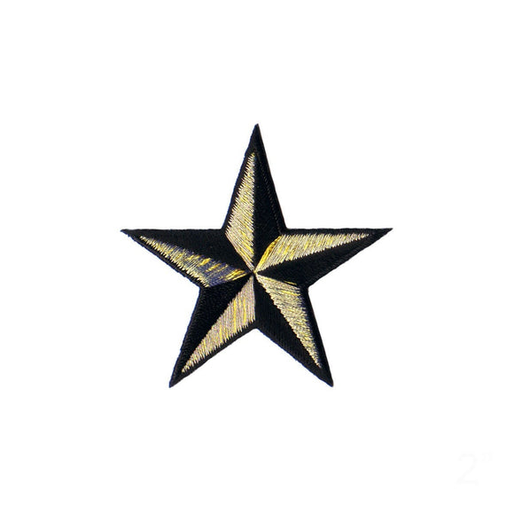 2 INCH Gold Black Nautical Star Patch Tattoo Symbol Embroidered Iron On Applique