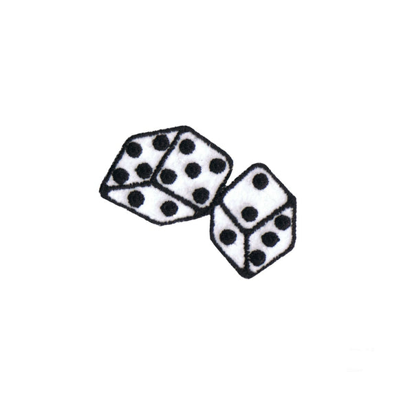 2 INCH White Fuzzy Dice Patch Games Roll Gamble Die Embroidered Iron On Applique