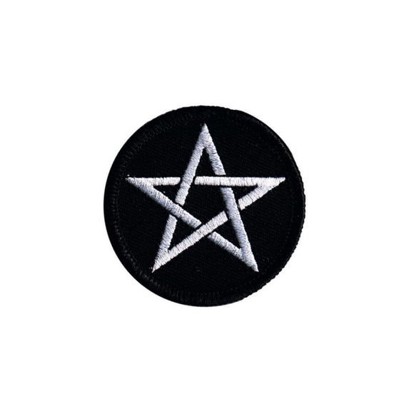 2 INCH White Pentagram Patch Star Satan Symbol Embroidered Iron On Applique