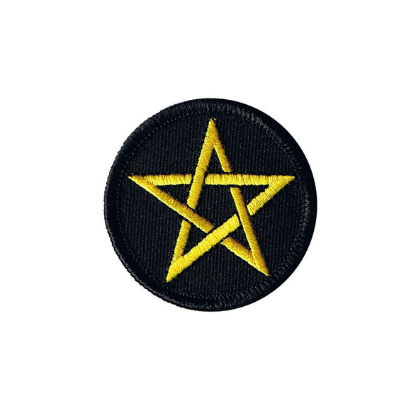 2 INCH Yellow Pentagram Patch Star Satan Symbol Embroidered Iron On Applique