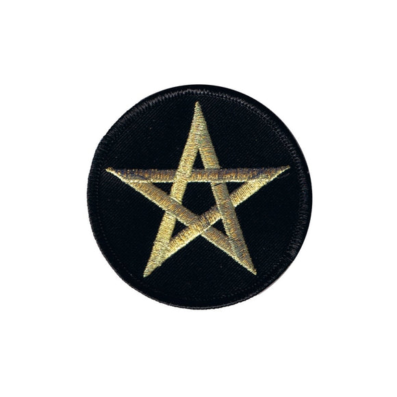3 INCH Gold Pentagram Patch Star Satan Symbol Embroidered Iron On Applique