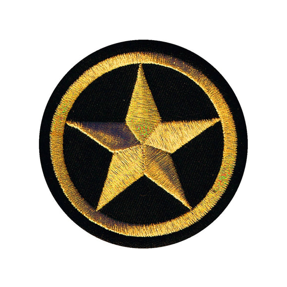 3 INCH Gold Star Patch Sheriff Pentacle Pentagram Embroidered Iron On Applique