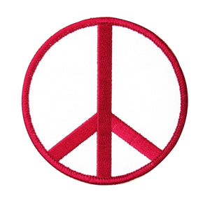 3 Inch Peace Sign Magenta on White Patch Hippie Apparel DIY Iron On Applique