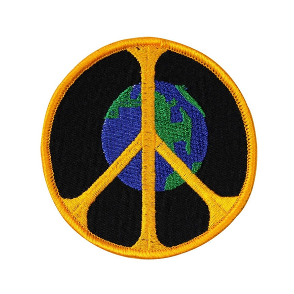 3 Inch World Peace Sign Patch Planet Earth Hippie Embroidered Iron On Applique